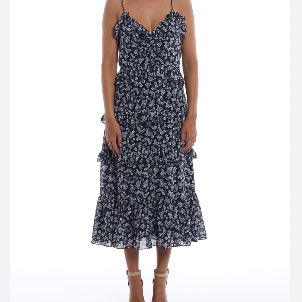 Michael Kors Wildflower Georgette Ruffled Dress Size Medium